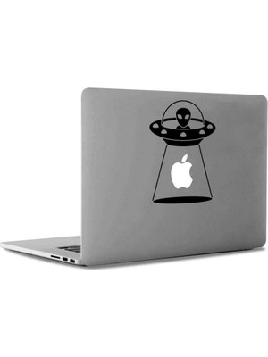 Asilmeydan Elma Kaçıran Uzaylı Ufo Mac Book Laptop Sticker, Etiket, Çıkartma