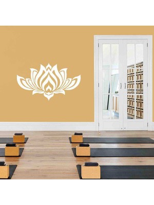 Asilmeydan Lotus Çiçek Yaprakları Silüeti Duvar Sticker, Çıkartma Beyaz