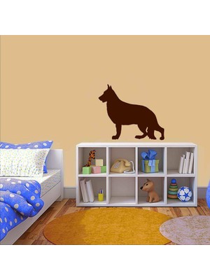 Asilmeydan Sevimli Hayvan Dağ Köpeği Silüeti Dekoratif Genç Odası Duvar Sticker, Çıkartma Kahverengi