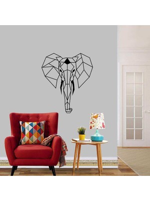 Asilmeydan Çizgisel Fil Silüeti Dekoratif Duvar Sticker, Çıkartma, Etiket Pembe