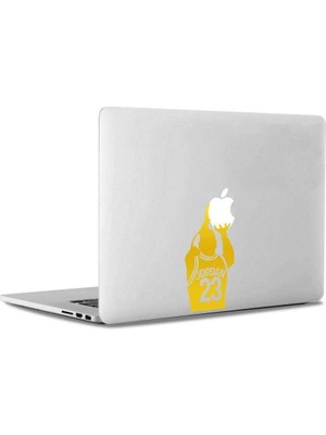 Asilmeydan Michael Jordan Basketbol Mac Book Laptop Sticker, Etiket, Çıkartma Altın / Dore