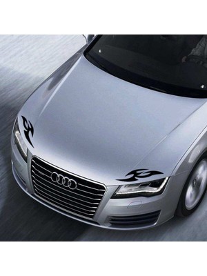 Asilmeydan 2 Adet Kaput Far Üstü Alev Efekt Oto Sticker Araba, Etiket, Çıkartma, Modifiye, Tuning