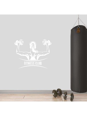 Asilmeydan Dumbell, Iki Kol Çalışan Kız, Fitness Dekoratif Duvar Sticker, Çıkartma, Etiket Beyaz