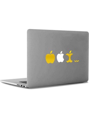 Asilmeydan Apple Logo Elmalar Mac Book Laptop Sticker, Etiket, Çıkartma Altın / Dore