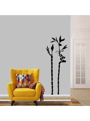 Asilmeydan Bambu Dalları Duvar Sticker, Çıkartma, Etiket Siyah
