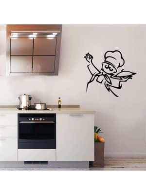 Asilmeydan Muhteşem Şef Silüeti Mutfak Dekoratif Duvar Sticker, Çıkartma, Etiket