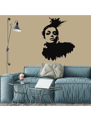 Asilmeydan Asi Kadın Silüeti Sıçrama Efektli Dekoratif Duvar Sticker, Çıkartma, Etiket