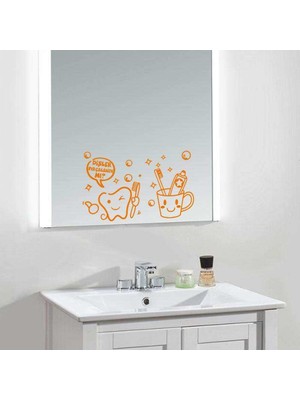 Asilmeydan Dişlerini Fırçaladın mı? Banyo Dekoratif Duvar Sticker, Çıkartma Turuncu