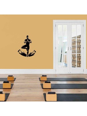 Asilmeydan Yogi Silueti, Meditasyon, Yoga Dekoratif Duvar Sticker, Çıkartma, Etiket Siyah