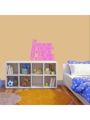 Asilmeydan Kitap Aşkı - I Love Book Yazılı Dekoratif Duvar Sticker, Çıkartma, Etiket Pembe