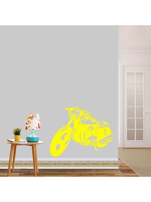 Asilmeydan Motorsiklet, Motorcu, Motorcycle Duvar Efekti Büyük Boy Dekoratif Duvar Sticker, Çıkartma, Etiket Sarı
