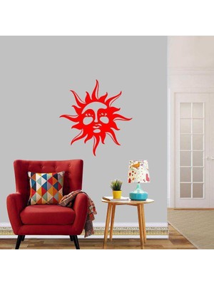 Asilmeydan Mayıs Güneşi Sembolü Silüeti Dekoratif Duvar Sticker, Çıkartma, Etiket Kırmızı