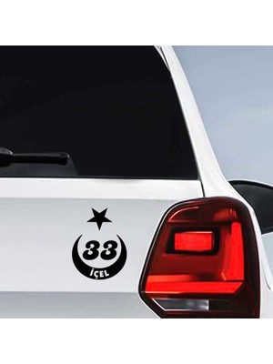 Asilmeydan Ay Yıldız Içel (Mersin) Plakası 33 Sticker, Oto, Araba, Araç, Etiket, Aksesuar