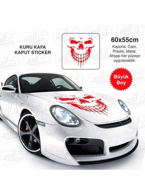 Asilmeydan Büyük Kuru Kafa İskelet Kırmızı Kaput Sticker - Oto, Araba, Etiket, Aksesuar, Tuning, Modifiye, Arma