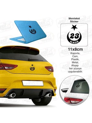 Asilmeydan Elazığ Plaka 23 Ay Yıldız Siyah Sticker, Araba, Araç, Etiket, Aksesuar, Tuning, Modifiye, Arma