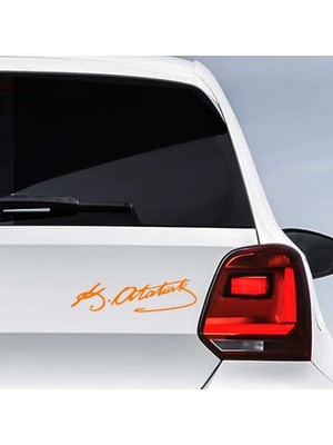 Asilmeydan Mustafa Kemal Atatürk Imza Oto Sticker Etiket Turuncu