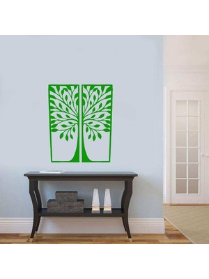 Asilmeydan Ağaç ve Yaprak Silüetli Dekoratif  Duvar Sticker, Çıkartma, Etiket Yeşil