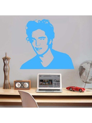 Asilmeydan Alacakaranlık Oyuncusu Edward Cullen Silüeti Dekoratif Duvar Sticker, Çıkartma, Etiket Mavi