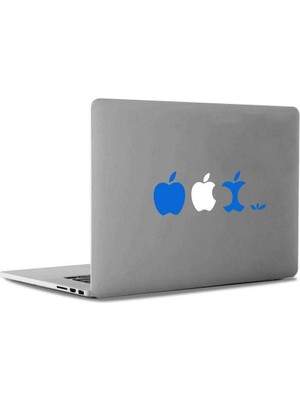 Asilmeydan Apple Logo Elmalar Mac Book Laptop Sticker, Etiket, Çıkartma Mavi