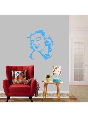 Asilmeydan Aktris Marilyn Monroe  Silüeti Dekoratif Duvar Sticker, Çıkartma, Etiket Mavi
