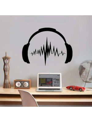 Asilmeydan Beat - Yüksek Ritimli Ses Dalgası - Kulaklık Silüeti Dekoratif Duvar Sticker, Çıkartma