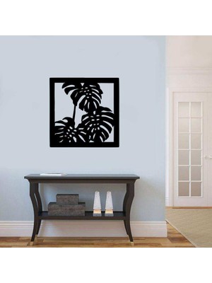 Asilmeydan Geniş Yaprak Desenleri Silüet Dekoratif Duvar Sticker, Çıkartma, Etiket Siyah