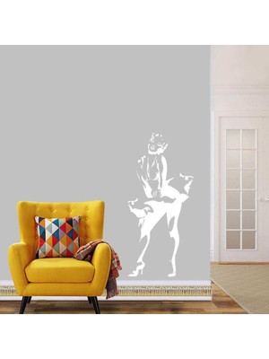 Asilmeydan Marilyn Monroe Havalanan Elbise Silüeti Dekoratif Duvar Sticker, Çıkartma Beyaz