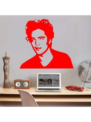 Asilmeydan Alacakaranlık Oyuncusu Edward Cullen Silüeti Dekoratif Duvar Sticker, Çıkartma, Etiket Kırmızı