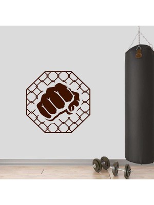 Asilmeydan Tel Örgüyü Kıran Yumruk Dekoratif Duvar Sticker, Çıkartma, Etiket Kahverengi Koyu