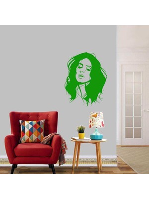 Asilmeydan Sanatçı Lana Del Rey Silüetli Dekoratif Duvar Sticker, Çıkartma, Etiket Yeşil