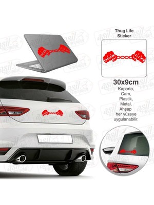 Asilmeydan Thug Life Zincir Eller Kırmızı Sticker Araba, Araç, Oto Etiket, Aksesuar, Tuning, Modifiye, Arma