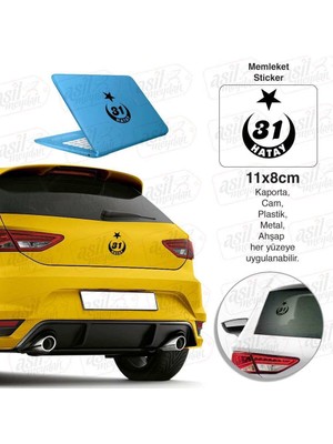 Asilmeydan Hatay Plaka 31 Ay Yıldız Siyah Sticker, Araba, Araç, Etiket, Aksesuar, Tuning, Modifiye, Arma