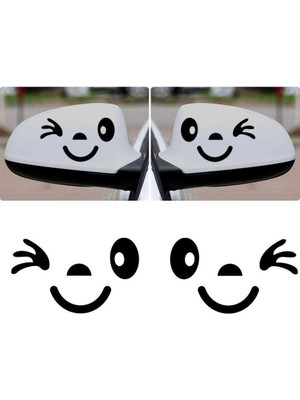 Asilmeydan Göz Kırpan Sevimli Surat Dikiz Ayna Süs Sticker - Araba Etiket, Çıkartma - Aksesuar -Modifiye