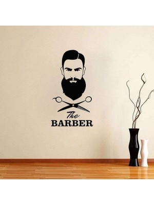 Asilmeydan Erkek Güzellik ve Kuaför Salonu - Berber Silüeti Dekoratif Duvar Sticker, Çıkartma