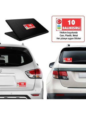 Asilmeydan 10 Balıkesir - Memleket Sticker - Şehir - Arma,cam, Laptop Etiket Oto Sticker -Araç Aksesuar 19X9CM