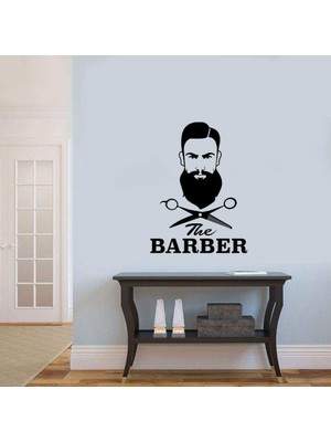 Asilmeydan Erkek Güzellik ve Kuaför Salonu - Berber Silüeti Dekoratif Duvar Sticker, Çıkartma