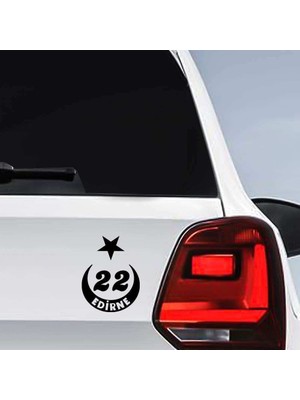 Asilmeydan Ay Yıldız Edirne Plakası 22 Sticker Oto Araba Araç Etiket