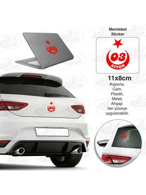 Asilmeydan Afyon Plaka 03 Ay Yıldız Kırmızı Sticker, Araba, Araç, Etiket, Aksesuar, Tuning, Modifiye, Arma