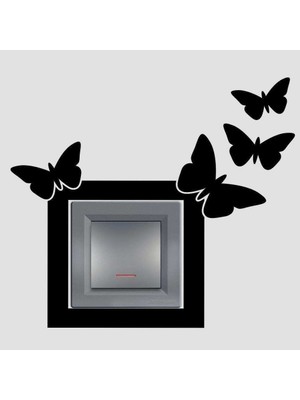 Asilmeydan Kelebekler - Minimal Tasarım Priz Sticker Duvar Dekorasyon Çıkartma