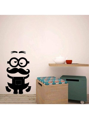 Asilmeydan Bıyıklı ve Gözlüklü Minion Silüet Dekoratif Duvar Sticker, Çıkartma, Etiket