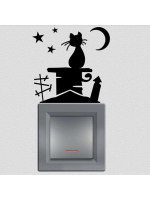 Asilmeydan 4 Adet Bacadaki Kedi Priz Duvar Dekor Sticker Etiket Çıkartma