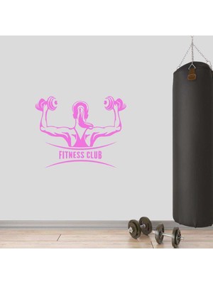 Asilmeydan Dumbell, Iki Kol Çalışan Kız, Fitness Dekoratif Duvar Sticker, Çıkartma, Etiket Pembe