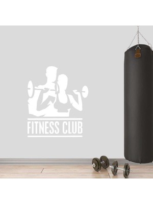 Asilmeydan Ağırlık Çalışan Sporcular Dekoratif Duvar Sticker, Çıkartma, Etiket Beyaz