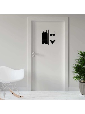 Asilmeydan Bay - Bayan Silüeti Espirili Wc Kapı Dekoratif Duvar Sticker, Çıkartma
