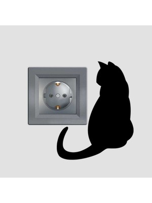 Asilmeydan Kedi Priz Sticker Etiket - Beyaz Eşya, Ahşap, Dekorasyon Çıkartma