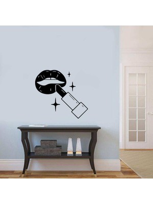 Asilmeydan Ruj Sürülen Dolgun Dudaklar Silüeti Duvar Sticker, Çıkartma