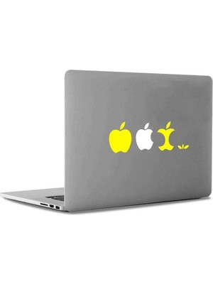 Asilmeydan Apple Logo Elmalar Mac Book Laptop Sticker, Etiket, Çıkartma Sarı