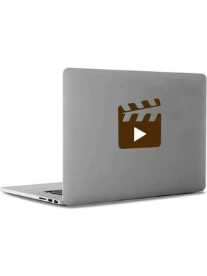 Asilmeydan Yönetmen Klaket Play Mac Book Laptop Sticker, Etiket, Çıkartma Kahverengi
