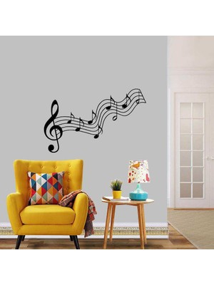 Asilmeydan Dans Eden Notalar Silüeti Dekoratif Duvar Sticker, Çıkartma, Etiket