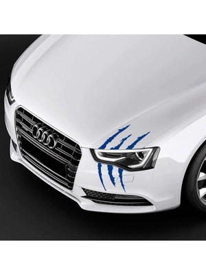 Asilmeydan Monster Canavar Pençe Izi Uzun Far Sticker - Araba Etiket, Çıkartma - Aksesuar -Modifiye -Arma Mavi